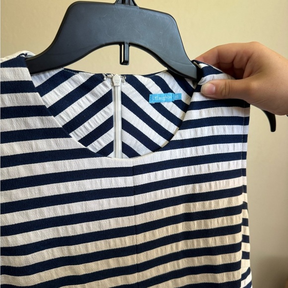 J McLaughlin Blue White Striped Sleeveless Shift Dress Womens XS Preppy Nautical - Picture 3 of 3